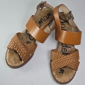 Sam‎ Edelman Teena 2 Tan heel  espadrille Wedge Ankle Strap Sandals  8M